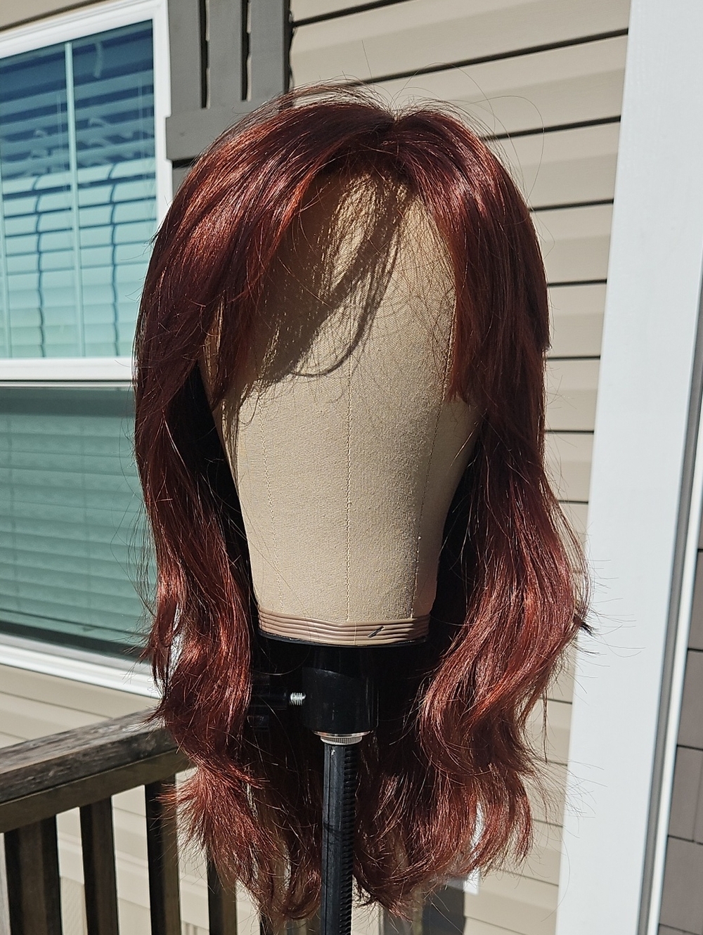 Classic Long Layered Women's Wig in Deep Auburn Synthetic Wig